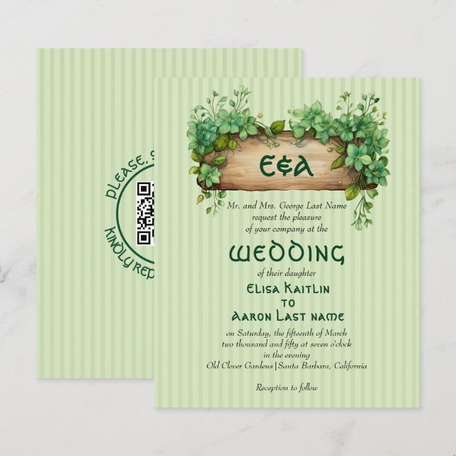 Lámina Invitación a la boda del Día de San Patricio (Anverso / Reverso)