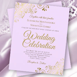 Lámina Invitación a la boda del elegante Lilac Gold Lace