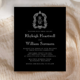 Lámina Invitación a la boda del Escudo del Monograma Blan