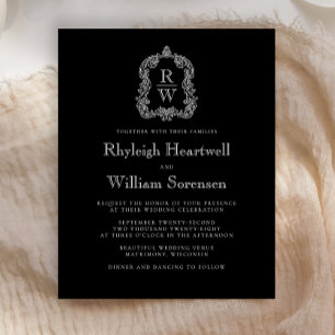 Lámina Invitación a la boda del Escudo del Monograma Blan