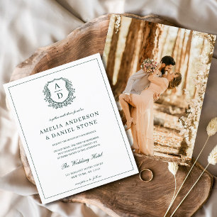 Lámina Invitación a la boda del Escudo verde esmeralda pr