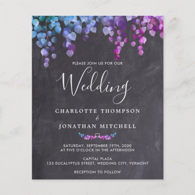 Lámina Invitación a la boda del Eucalipto Botánico Rústic (Anverso)