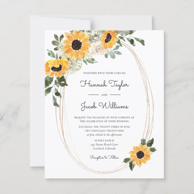 Lámina Invitación a la boda del Eucalipto del girasol pre (Anverso)