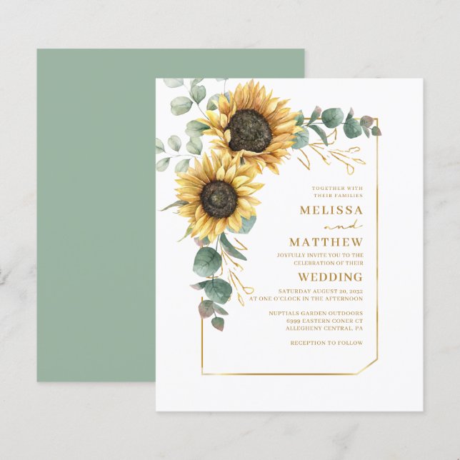 Lámina Invitación a la boda del Eucalipto floral de giras (Anverso / Reverso)