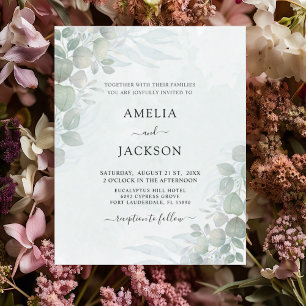 Lámina Invitación a la boda del eucalipto verde del sabio