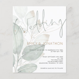 Lámina Invitación a la boda del follaje acuarela del pres