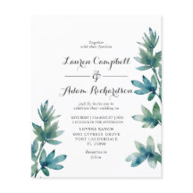 Invitación a la boda del follaje acuático Verde az