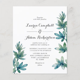 Lámina Invitación a la boda del follaje acuático Verde az