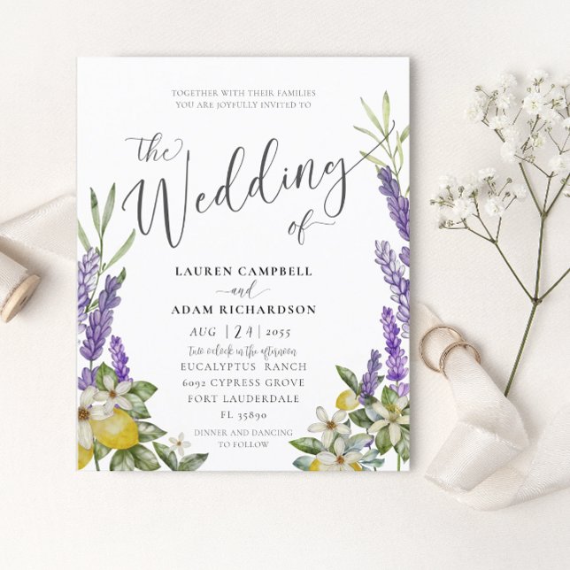 Lámina Invitación a la boda del follaje de limón y lavand (Subido por el creador)
