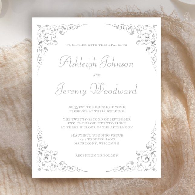 Lámina Invitación a la boda del follaje plateado del pres (Subido por el creador)
