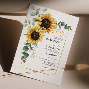 Lámina Invitación a la boda del girasol con eucalipto flo