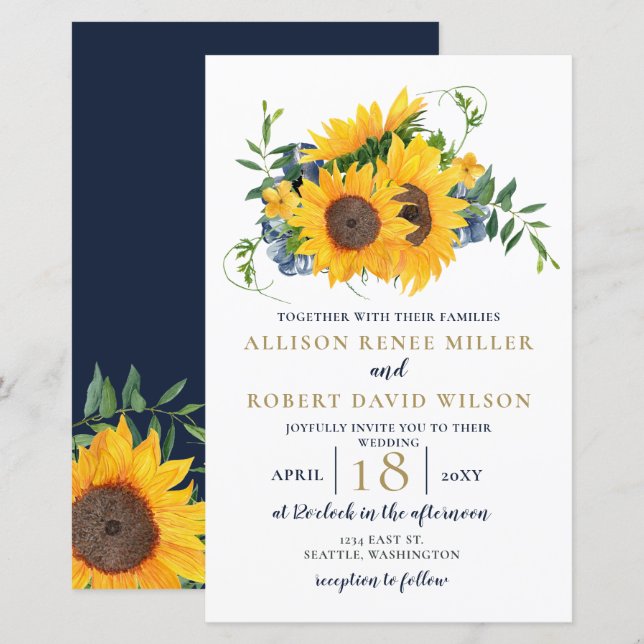 Lámina Invitación a la boda del girasol de la Marina de P (Anverso / Reverso)