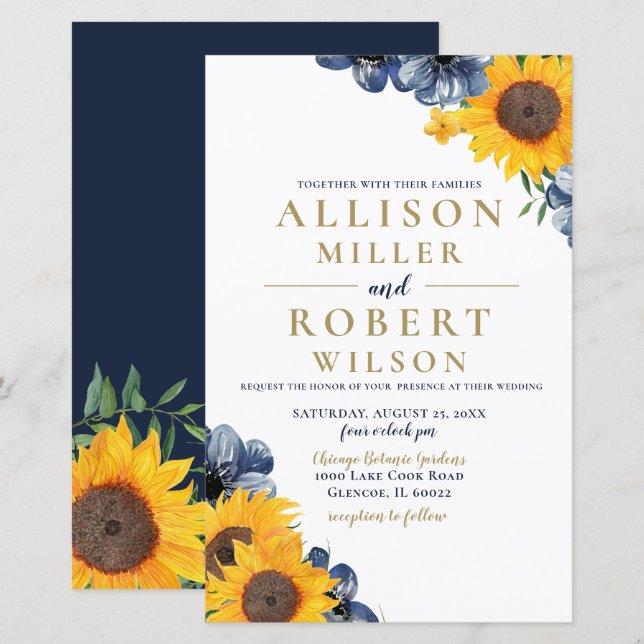 Lámina Invitación a la boda del girasol de la Marina de P (Anverso / Reverso)