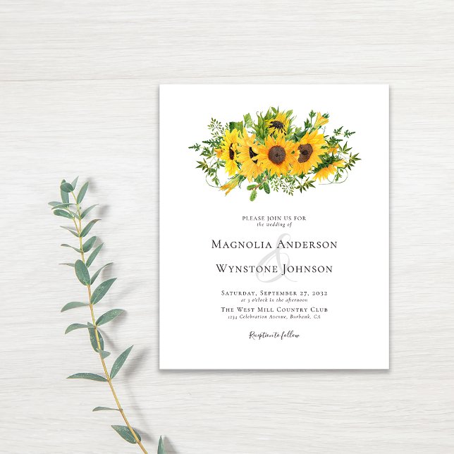 Lámina Invitación a la boda del girasol elegante del pres (Subido por el creador)