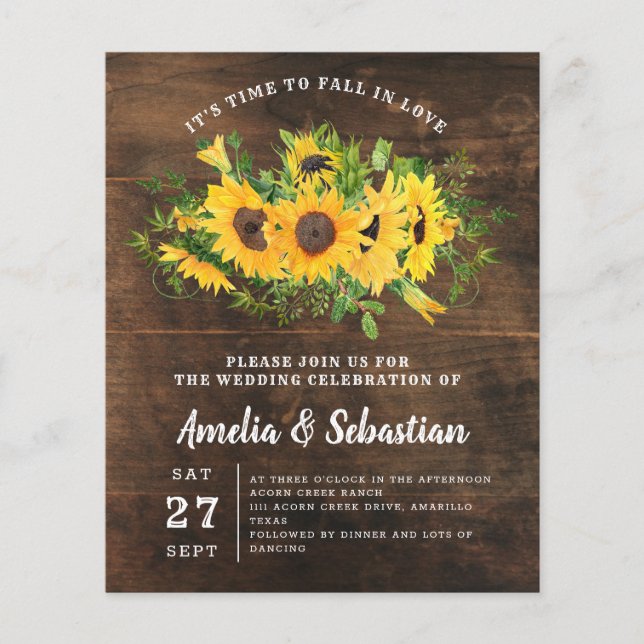 Lámina Invitación a la boda del girasol ruso del presupue (Anverso)