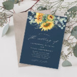 Lámina Invitación a la boda del girasol rústico presupues<br><div class="desc">Invitación a una boda floral de bonito con girasol acuarela y ramo de eucalipto. Haga clic en el botón de edición para personalizar de este diseño.</div>