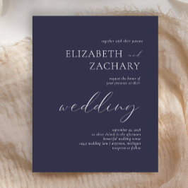 Lámina Invitación a la boda del guión azul de la marina o