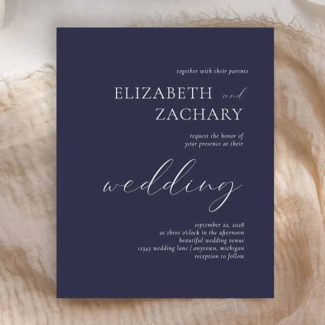 Lámina Invitación a la boda del guión azul de la marina o (Subido por el creador)