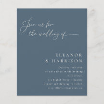 Invitación a la boda del guión azul oscuro elegant