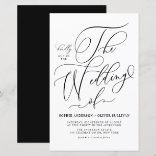 Lámina Invitación a la boda del guión caprichoso negro