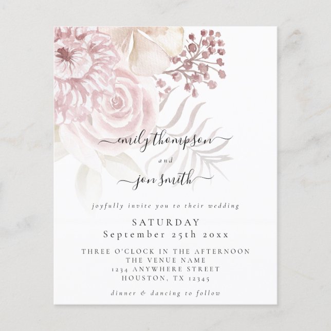 Lámina Invitación a la boda del guión de guión de florals (Anverso)
