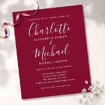 Lámina Invitación a la boda del guión de la Moda de Borgo<br><div class="desc">Con nombres de estilo característico,  esta elegante invitación a bodas burdeos de bajo presupuesto puede ser personalizada con su información en letras de moda. Diseñado por Thisisnotme©</div>