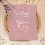 Lámina Invitación a la boda del guión de la Moda del Rosa<br><div class="desc">Con nombres de estilo característico,  esta elegante y polvorienta invitación a la boda rosa puede ser personalizada con su información en letras de moda. Diseñado por Thisisnotme©</div>