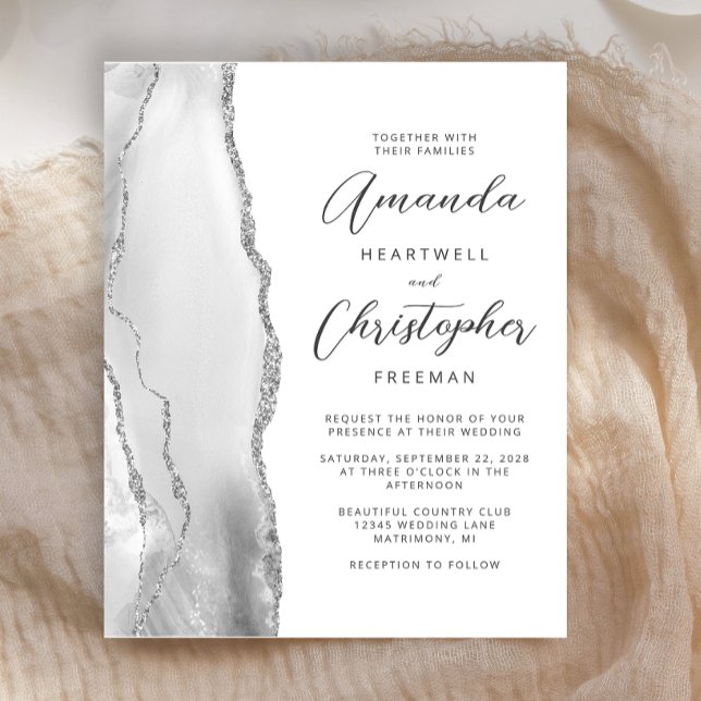 Lámina Invitación a la boda del guión del ágata de plata  (Subido por el creador)