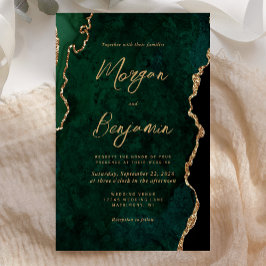 Lámina Invitación a la boda del guión del ágata verde de