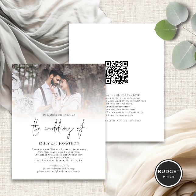 Lámina Invitación a la boda del guión del código QR de la (Front and back view)