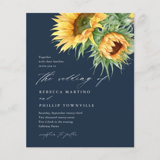 Lámina Invitación a la boda del guión del girasol del pre (Anverso)