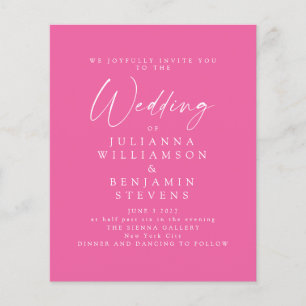 Lámina Invitación a la boda del guión Minimalista rosado 