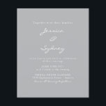 Lámina Invitación a la boda del guión moderno de Pewter d<br><div class="desc">Invitación a la boda del guión gris del hilo de agua Minimalista y moderno</div>