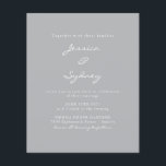 Lámina Invitación a la boda del guión moderno de Pewter d<br><div class="desc">Invitación a la boda del guión gris del hilo de agua Minimalista y moderno</div>