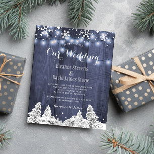 Lámina Invitación a la boda del invierno con copos de nie