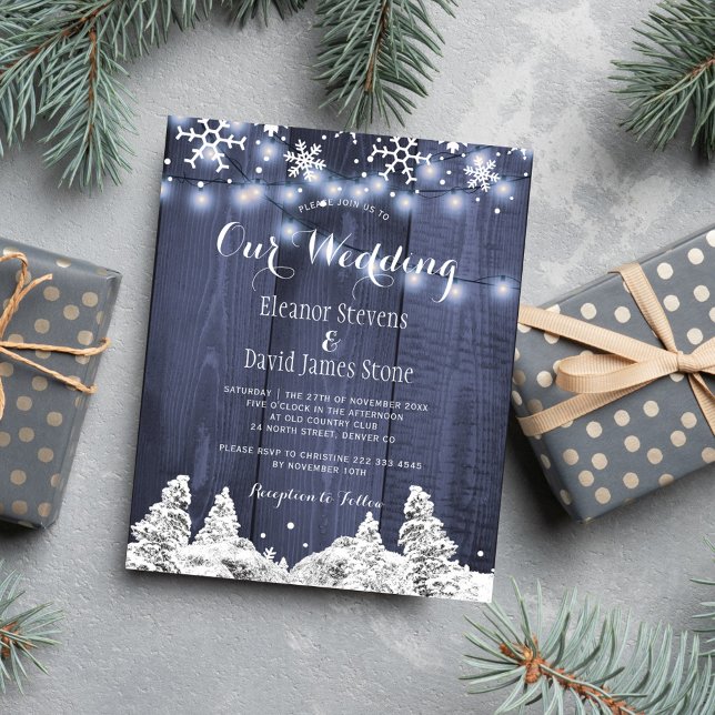 Lámina Invitación a la boda del invierno con copos de nie (Subido por el creador)