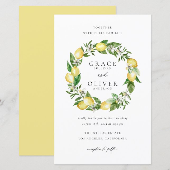 Lámina Invitación a la boda del Jardín Botánico de Lemon  (Anverso / Reverso)
