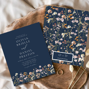 Lámina Invitación a la boda del jardín de flores silvestr