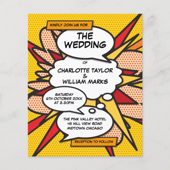 Lámina Invitación a la boda del libro de historietas pop  (Anverso)