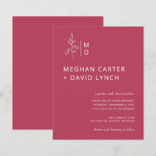 Lámina Invitación a la boda del monograma botánico presup