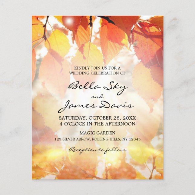 Lámina Invitación a la boda del otoño de la selva del pre (Anverso)