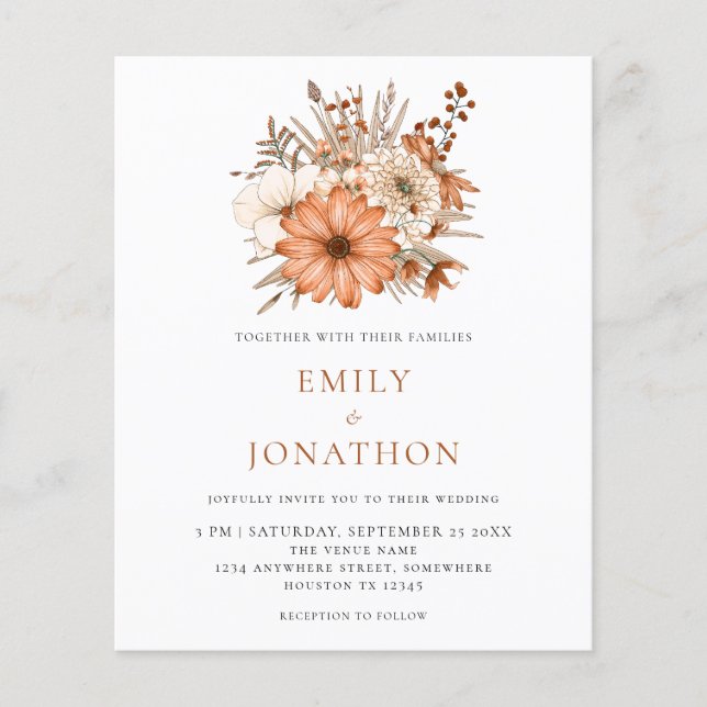Lámina Invitación a la boda del otoño de las florals del  (Anverso)