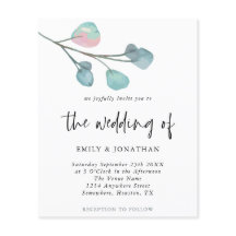 Invitación a la boda del Pastel Eucalyptus simple 