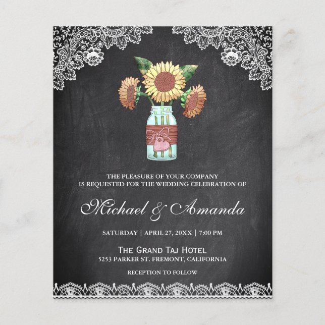 Lámina Invitación a la boda del presupuesto de Chalkboard (Anverso)