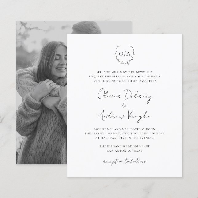 Lámina Invitación a la boda del presupuesto de la foto de (Anverso / Reverso)
