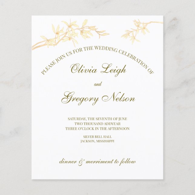 Lámina Invitación a la boda del presupuesto de las flores (Anverso)