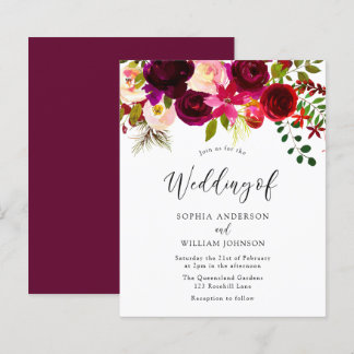 Lámina Invitación a la boda del presupuesto de Rubor rojo