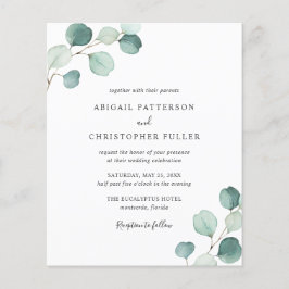 Lámina Invitación a la boda del presupuesto del Eucalyptu