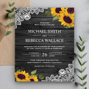 Lámina Invitación a la boda del presupuesto del girasol d