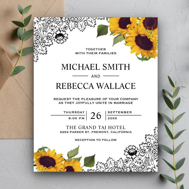 Lámina Invitación a la boda del presupuesto del girasol n (Subido por el creador)